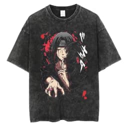 Men Washed TShirt Harajuku Streetwear Hip Hop Japanese Anime Naruto Graphic T Shirts Cotton Summer Short Sleeve Vintage Tops