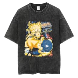 Men Washed TShirt Harajuku Streetwear Hip Hop Japanese Anime Naruto Graphic T Shirts Cotton Summer Short Sleeve Vintage Tops