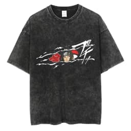 Men Washed TShirt Harajuku Streetwear Hip Hop Japanese Anime Naruto Graphic T Shirts Cotton Summer Short Sleeve Vintage Tops