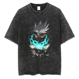 Men Washed TShirt Harajuku Streetwear Hip Hop Japanese Anime Naruto Graphic T Shirts Cotton Summer Short Sleeve Vintage Tops