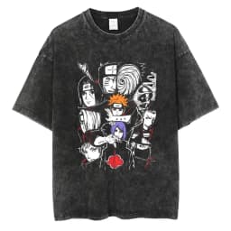 Men Washed TShirt Harajuku Streetwear Hip Hop Japanese Anime Naruto Graphic T Shirts Cotton Summer Short Sleeve Vintage Tops