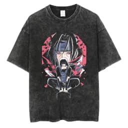 Men Washed TShirt Harajuku Streetwear Hip Hop Japanese Anime Naruto Graphic T Shirts Cotton Summer Short Sleeve Vintage Tops