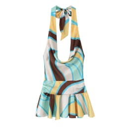 TFMLN Women Print Halter Dress Sleeveless Backless Sexy Slim Folds Mini Dress Summer Vintage Fashion Party Vacation Lady Outfit