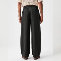 KIDWHXR Men Trousers Loose Mid Waist Breathable Male Suit Pant Vintage Pleated Straight Drawstring Business Casual Man Pant