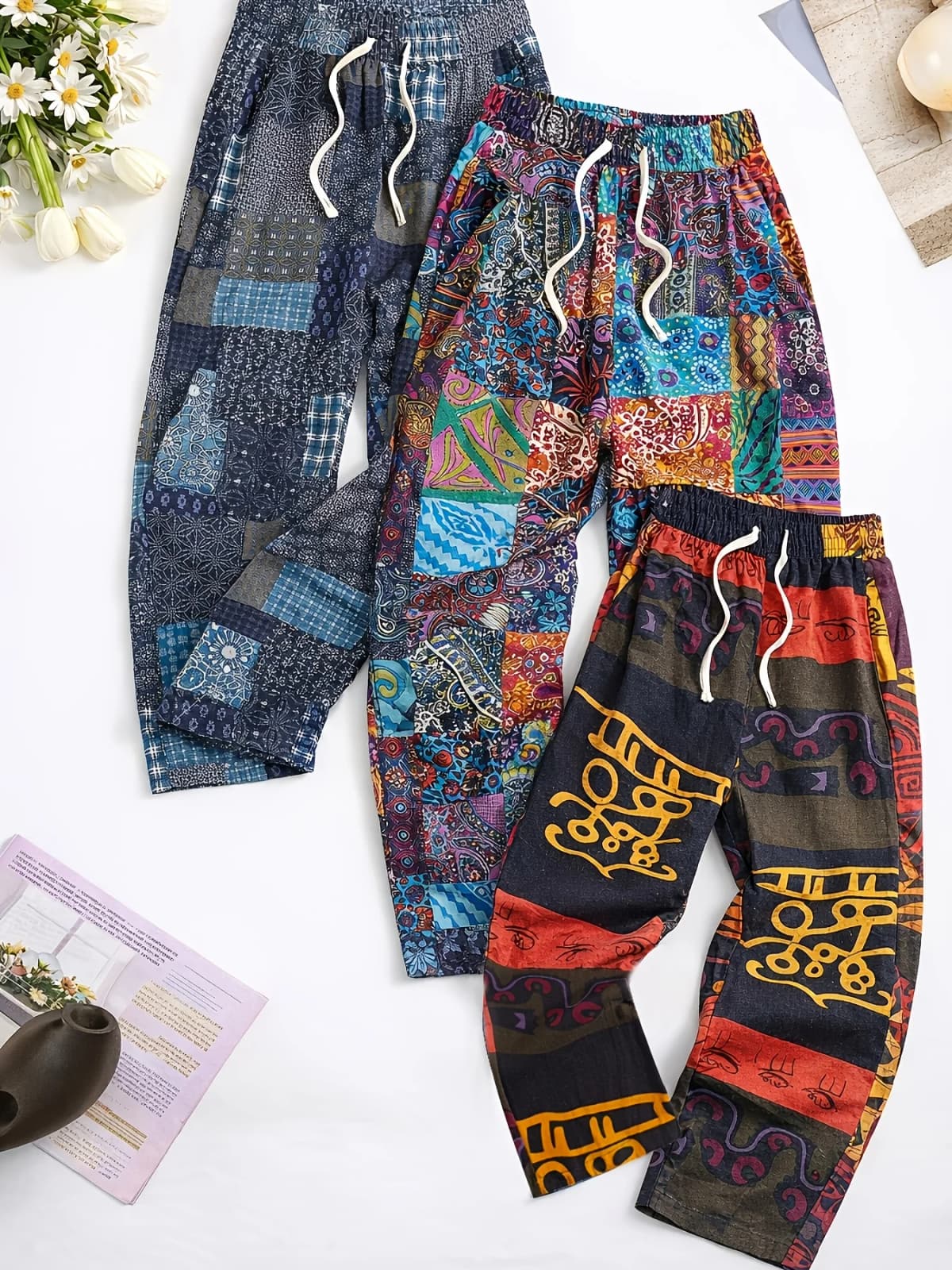 2026 New Arrival Fashion High-grade Men's Trousers, Retro Ethnic Pattern Bohemian Casual Pants for Vacation and Party Outfits