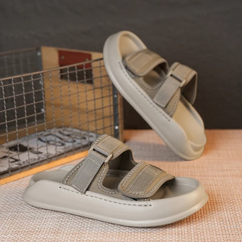 Men's Thick-Sole Casual Slides Slippers Summer Soft-Sole Outdoor Beach Shoes Quick-Drying Breathable Lightweight Sports Slippers