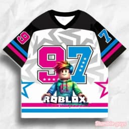 Roblox Game Character 3D Graphic V Neck T Shirt Summer Short Sleeve Tops for Boys Teen Gamer Sports Clothes