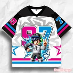 Roblox Game Character 3D Graphic V Neck T Shirt Summer Short Sleeve Tops for Boys Teen Gamer Sports Clothes