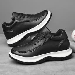 Men's Black White Elevator Shoes 6/8/10CM Height Increasing Breathable Leather Casual Sneakers Non-slip Platform Trainers