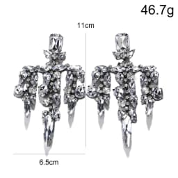 Women Bridal Wedding Earrings Vintage Crystal Rhinestone Chandelier Earrings Irregular Tassel Drop Earrings Party Statement Jewe