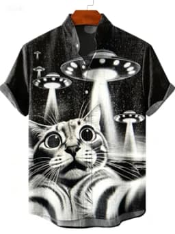 2026 Party Short Sleeve Shirt Road Animal Pattern Printed Short Sleeve Button Shirt Summer Fashion Casual Style