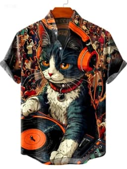 2026 Party Short Sleeve Shirt Road Animal Pattern Printed Short Sleeve Button Shirt Summer Fashion Casual Style