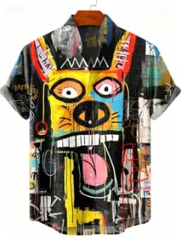 2026 Party Short Sleeve Shirt Road Animal Pattern Printed Short Sleeve Button Shirt Summer Fashion Casual Style