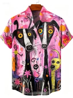 2026 Party Short Sleeve Shirt Road Animal Pattern Printed Short Sleeve Button Shirt Summer Fashion Casual Style