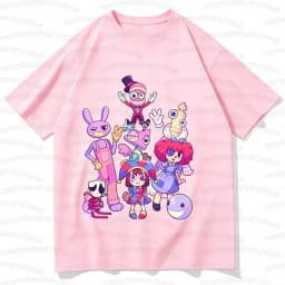 Summer THE AMAZING DIGITAL CIRCUS Print T-Shirt Boy's Girl's Casual Pomni The Jester Kids Jax Purple Rabbit Ramen Tops