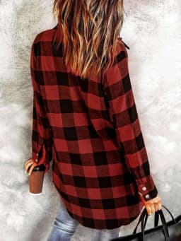 Women's Plaid Shirt Jacket, Long Sleeve Button Front Blouse, Casual Fashion for All Seasons, Ladies' Stylish Outerwear