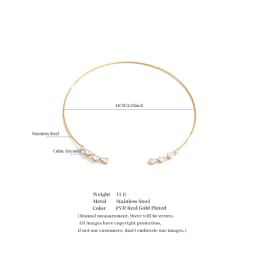 Yhpup Stainless Steel Cubic Zirconia Torques Necklace for Women Summer Delicate Trending Arrivals Aesthetic Golden Jewelry