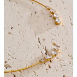 Yhpup Stainless Steel Cubic Zirconia Torques Necklace for Women Summer Delicate Trending Arrivals Aesthetic Golden Jewelry