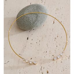 Yhpup Stainless Steel Cubic Zirconia Torques Necklace for Women Summer Delicate Trending Arrivals Aesthetic Golden Jewelry