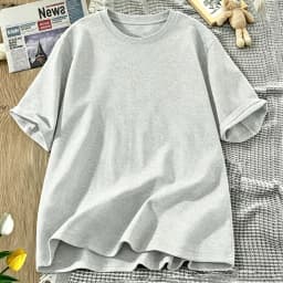 Korean Style Solid Color Cotton Women's T-Shirts Breathable T Shirt O-Neck Summer Short Sleeves Loose Y2K Vacation Clothing