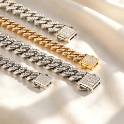 High quality 6-8mm stainless steel full diamond multi specification Cuban chain waterproof men's and women's bracelet