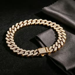 High quality 6-8mm stainless steel full diamond multi specification Cuban chain waterproof men's and women's bracelet