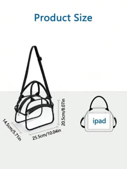 Clear lunch bag with adjustable strap, unisex for men women, suitable for work school picnic travel sports events.xtz