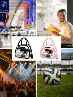 Clear lunch bag with adjustable strap, unisex for men women, suitable for work school picnic travel sports events.xtz