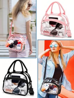 Clear lunch bag with adjustable strap, unisex for men women, suitable for work school picnic travel sports events.xtz