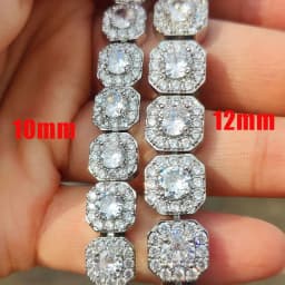 Hip Hop Jewelry Brass Setting CZ Tennis Chain Necklace Gold/Silver Color Iced Out AAAAA Cubic Zirconia Chain