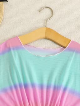 Tween Girls Ombre Ruffle Trim Knot Front Cover Up Teen Girls Bathing Suit Beach Cover Up Dress for Swimming For Beach And Pool