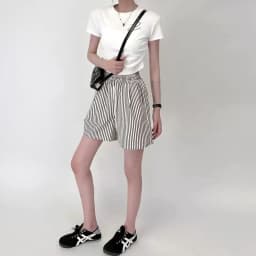 Stripes Shorts for Women Drawstring Thin Wide Leg A-line Breathable Bottoms Shorts High Waist Casual Vacation Beach Short Pants
