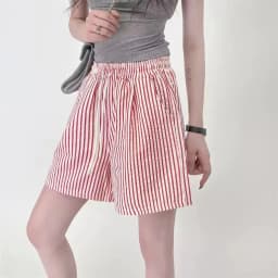Stripes Shorts for Women Drawstring Thin Wide Leg A-line Breathable Bottoms Shorts High Waist Casual Vacation Beach Short Pants