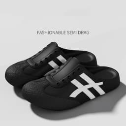 Fashion Striped Eva Soft Soles Mules Shoes Couples Spring Lightweight Platform Sports Shoes Women Plus Size Outdoor Casual Clogs