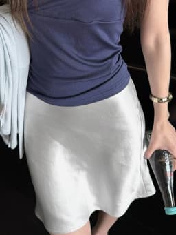 Fashion Solid Satin Skirt,Elastic Stretch High-Waist Elegant Flowing Texture A-Line Short Skirt,For Women's Home Office Wear