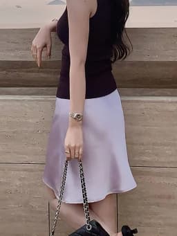 Fashion Solid Satin Skirt,Elastic Stretch High-Waist Elegant Flowing Texture A-Line Short Skirt,For Women's Home Office Wear