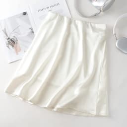 Fashion Solid Satin Skirt,Elastic Stretch High-Waist Elegant Flowing Texture A-Line Short Skirt,For Women's Home Office Wear