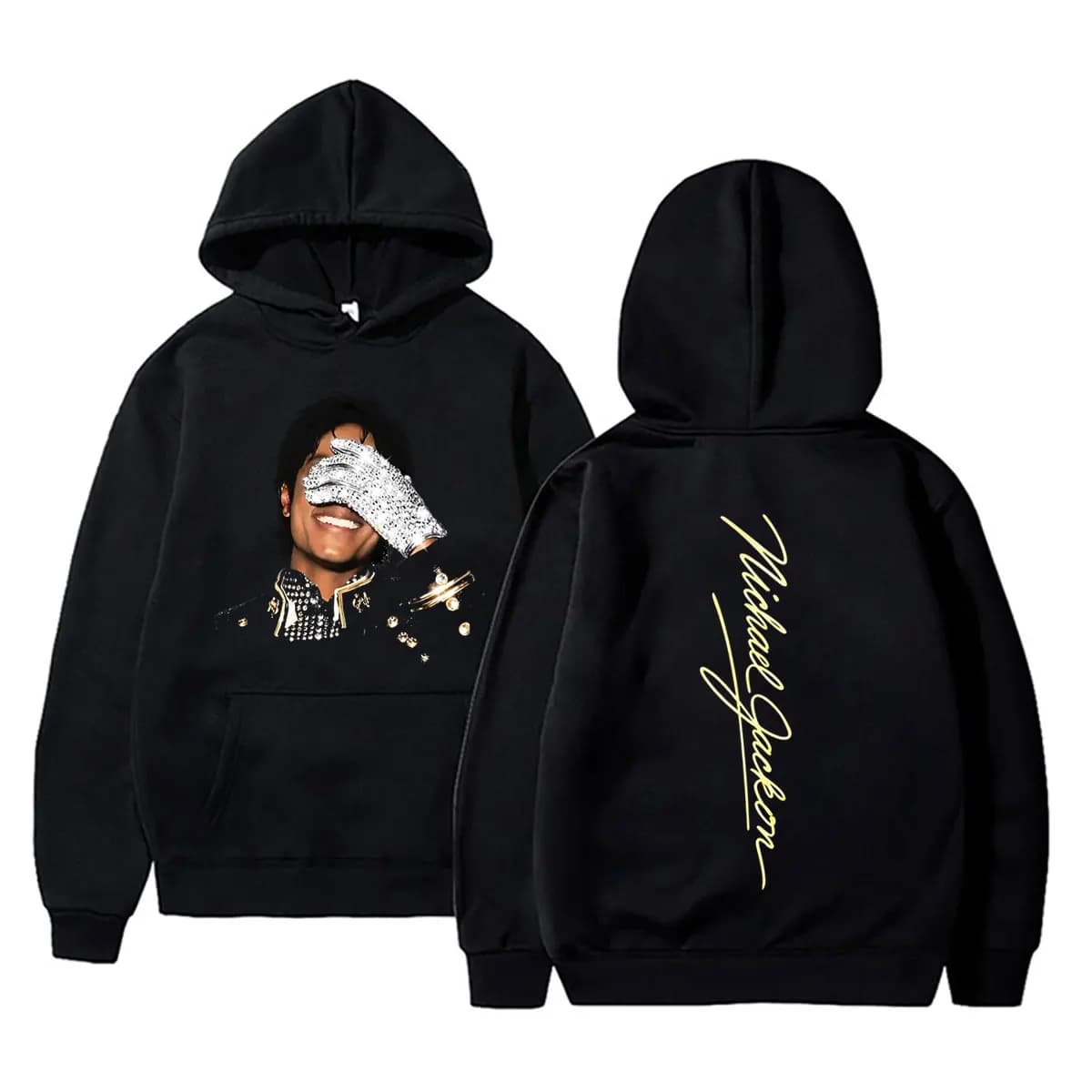 Michael Jackson Face Graphic Hoodie Men Women Retro Gothic Rock Sweatshirt Men's Fashion Hip Hop Oversized Pullover Streetwear