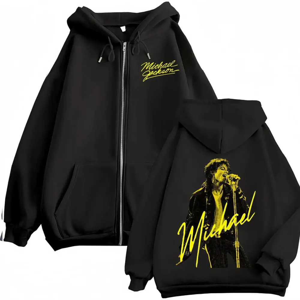The King of Pop Michael Jackson Zip Up Hoodies Men Women Fashion Gothic Jacket Sweatshirts Fleece Casual Zipper Pullovers Coats