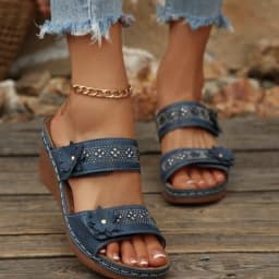 2026 Summer Women Slippers Plus Size Women's Shoes Retro Roman Sandals Women Pu Casual Flower Wedge Sandals Platform Slippers