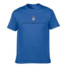 Men's 100% Cotton Pininfarina Logo Print Crew Neck T-Shirt, Casual Breathable Short Sleeve Top for Daily Wear