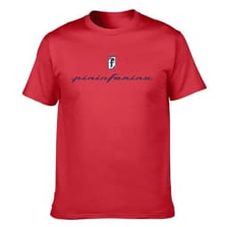 Men's 100% Cotton Pininfarina Logo Print Crew Neck T-Shirt, Casual Breathable Short Sleeve Top for Daily Wear