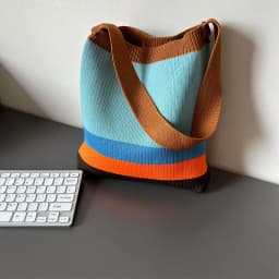 New Rainbow-Colored Knit Bag Korean-Style Simple and Versatile Striped Handbag Shoulder Tote Bag Large Capacity Women's Bag