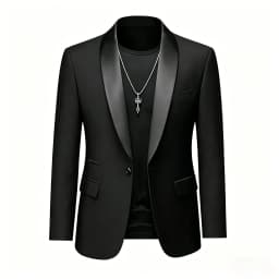 EU Size XXS-3XL Men's Black Slim Fit Tuxedo Jacket Elegant Satin Lapel Blazer for Wedding Party Prom Formal Business Event