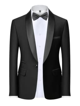 EU Size XXS-3XL Men's Black Slim Fit Tuxedo Jacket Elegant Satin Lapel Blazer for Wedding Party Prom Formal Business Event