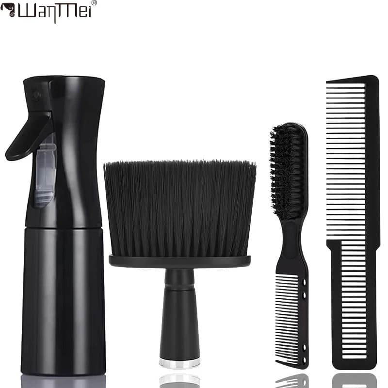 3/4Pcs Professional Barber Tools Set Spray Bottle Comb Nylon Bristle Beard Brush cleaning brush Salon Hair Styling Accessories