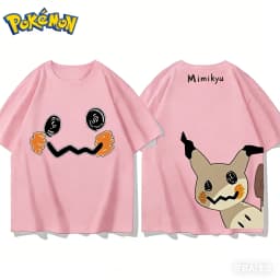 Bandai Pokémon Mimikyu Front and Rear Printed T-shirt Men's/Women's Summer New Harajuku Loose Casual Versatile Short-sleeved Top