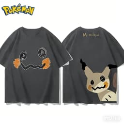 Bandai Pokémon Mimikyu Front and Rear Printed T-shirt Men's/Women's Summer New Harajuku Loose Casual Versatile Short-sleeved Top