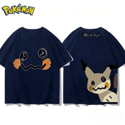 Bandai Pokémon Mimikyu Front and Rear Printed T-shirt Men's/Women's Summer New Harajuku Loose Casual Versatile Short-sleeved Top
