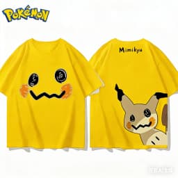 Bandai Pokémon Mimikyu Front and Rear Printed T-shirt Men's/Women's Summer New Harajuku Loose Casual Versatile Short-sleeved Top